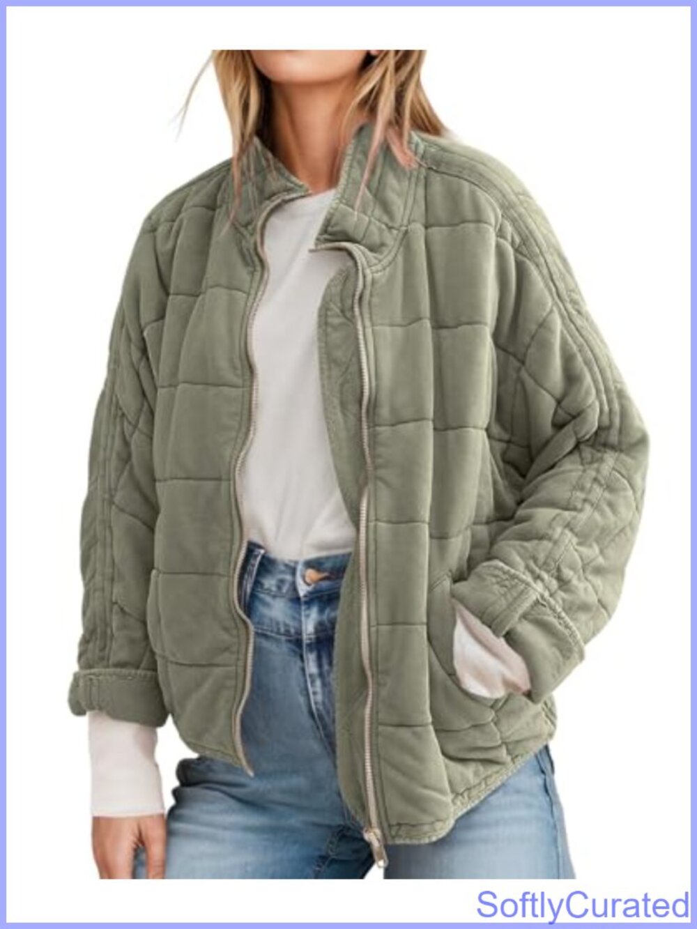 ETCYY Women's Lightweight Quilted Puffer Zip Up Coat with Pockets